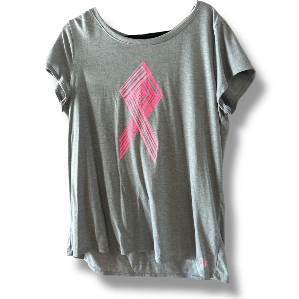 Under Armour Gray Tee with Pink Graphic